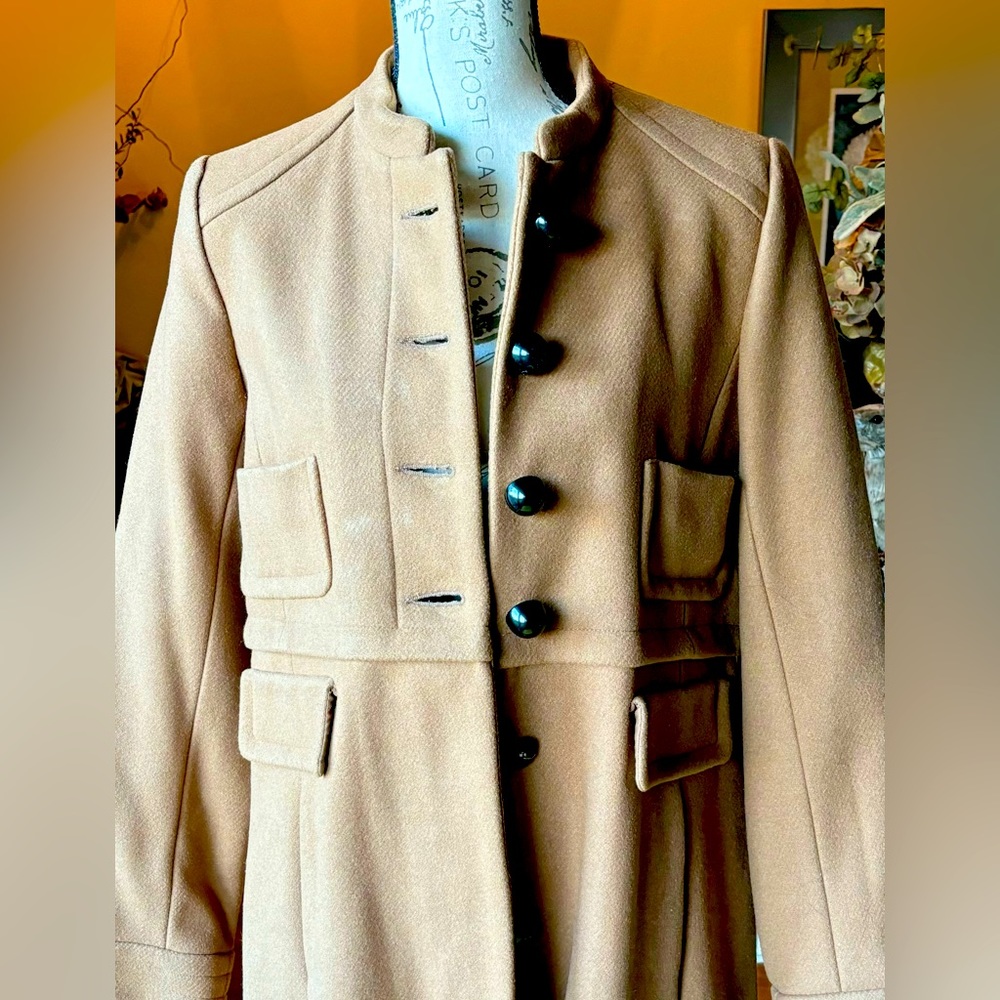 Women’s Wool Blend Coat - Comptoir Des Cotonniers - Size 44 (EU)/ 10 (US) - Tan - Picture 3 of 7
